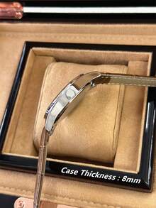 Reloj de marca de moda para hombres Pablo Raez 1 pieza caja de acero inoxidable reloj de pulsera original encantador atractivo para hombres lujo plateado negro cuero PU suave y cómodo reloj de cuarzo con dial de diseñador de diamantes con función de fecha resistente al agua 50m grado AAA alta calidad reloj de pulsera para hombres casual reloj novio/familia padre regalo exquisito adecuado para la vida diaria/trabajo/decoración de fiesta adecuado para graduación/boda/regalo de cumpleaños - Plateado - Ver 10