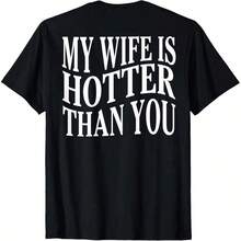 (En la espalda) Divertido: Mi esposa es más sexy que tú, frase sarcástica, camiseta unisex, playeras de mujer - Negro - Ver 1