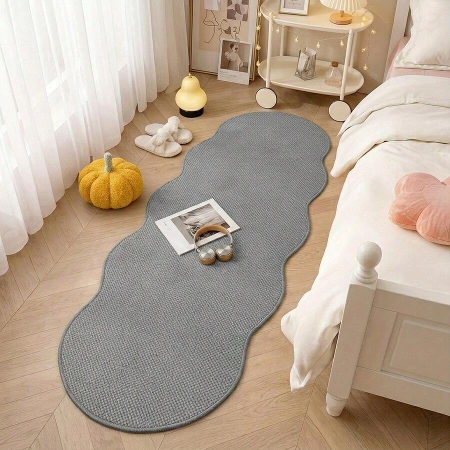 1pc Gray Wavy Pineapple Ring Shaped Rug, Minimalist Indoor Decor, Easy Care Machine Washable, Asymmetrical Shape With 1-5cm Tolerance, Bathroom Home Decor, Gray Faux Sisal Rug, Decorative Carpet, Bedroom Decor, Small Rug, Carpet, Home Decor, Living Room Rug, Living Room Small Rug, Bedroom Rug, Living Room Home Decor, Outdoor Rug, Washable Rug - F - View 1