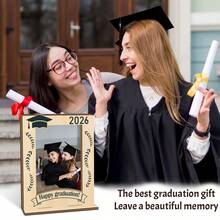 2026 Graduation Decor Photo Frame, Wishing Students Smooth Graduation, Printed With Trophy And Graduation Cap Patterns, Suitable As Graduation Memento, Gift For Classmates, And Home Decor For Graduation Season - Classic - View 5