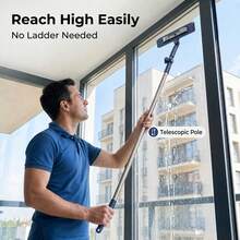 1pc 2-In-1 Telescopic Pole Glass Cleaner, 119.99cm Length, Adjustable Brush Head, Professional Window Cleaning From Floor To Ceiling, Easy To Use, Suitable For Indoor/Outdoor, Floor Glass, Plastic Material, No Power Required - Multicolor - View 2