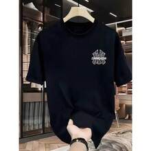 Nueva camiseta de algodón de manga corta estampada para hombre y mujer, estilo urbano moderno, top personalizado de media manga, camiseta de verano con cuello redondo para parejas. - Blanco - Ver 2