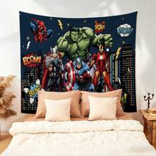 1pcs Cartoon A Vengers S Uperhero Wall Tapestry Backdrop, Iron Man C Aptain America S Piderman Party Decorations For Photo Booth, Cute Hero Team Photography Background, Living Room Bedroom Aesthetic Wall Decor, Outdoor Indoor Celebration Banner, Backyard Party Photo Prop Supplies, School Event Poster Decor, Home Dormitory Wall Hanging Art - Multicolor-a - View 3