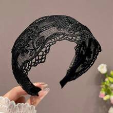 Lace Mesh Wide-Brimmed Headband, Elegant Hairband For Bun Hairstyle - Multicolor - View 3