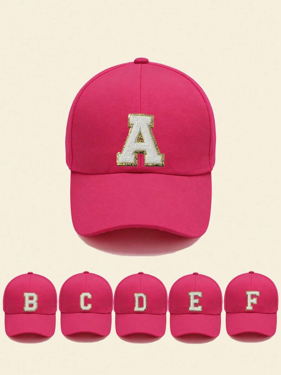 1pc Kids 26 Letters Pattern Baseball Cap, Toddler Boys & Girls Sun Protection Hat, Suitable For Outdoor Daily Wear, Provides UV Protection - Hot Pink - View 1