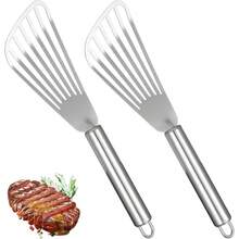 Bộ 1/2 muỗng lật cá cao cấp, muỗng lật cá bằng thép không gỉ, bền, nhẹ, bằng kim loại, có rãnh, dùng cho nhà bếp, muỗng lật nhỏ, muỗng lật trứng, muỗng lật cá linh hoạt để lật trứng. - Muỗng xào - Xem 2