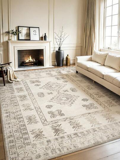 1 Piece Lightweight, Vintage Bohemian-Style Printed Rug Is Made Of Faux Cashmere, Offering A Soft And Comfortable Feel. It Features A Non-Slip Bottom, Is Foldable, And Washable. Suitable For Kitchens, Dining Rooms, Living Rooms, Bedrooms, Hallways, Etc., And Can Be Used Year-Round.