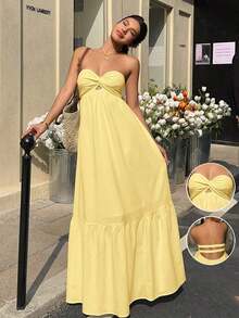 Vestido blanco sin tirantes con estilo bohemio, para primavera/verano - Amarillo - Ver 9