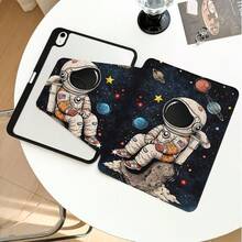 1個翻蓋式桌上型保護殼，附筆槽，太空人與行星圖案，360度旋轉支架，內建筆槽，相容於 Honor 8/9/10、Honor X8/X8A/X9/X8Pro/X9Pro/X9A/V8 Pro/GT 11.5吋、Matepad Pro/Matepad SE 11/Matepad 11、Apple 10代/11 2025 (A16)、A9/A9+/A11/S11/S10 FE+ 及其他熱門機型 - 彩色 - 查看 1