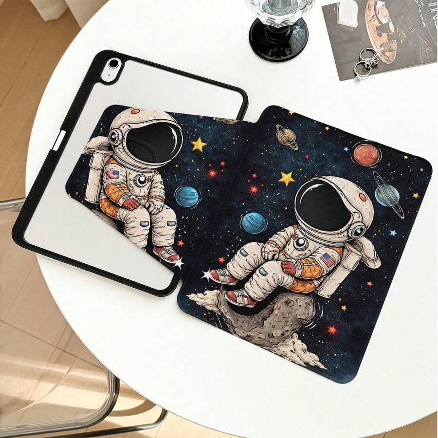 1個翻蓋式桌上型保護殼,附筆槽,太空人與行星圖案,360度旋轉支架,內建筆槽,相容於 Honor 8/9/10、Honor X8/X8A/X9/X8Pro/X9Pro/X9A/V8 Pro/GT 11.5吋、Matepad Pro/Matepad SE 11/Matepad 11、Apple 10代/11 2025 (A16)、A9/A9+/A11/S11/S10 FE+ 及其他熱門機型 - 彩色 - 查看 1
