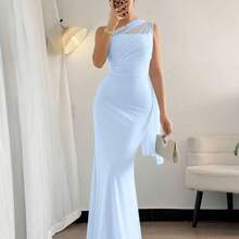 Women's Elegant Romantic Fashion Commuter Sexy Elegant Style Asymmetrical Neck Bodycon Maxi Dress, Suitable For Party, Beach Vacation, Back To School, Romantic Date, Wedding Season, Birthday, Easter, Spring/Summer Dress,Prom Dress,Fall Wedding Guest Dress,Wedding Guest Dress Women - Rosa - Ver 2