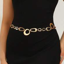 Cadena de cintura de metal circular de moda, elegante cadena corporal - multicolor - Ver 3