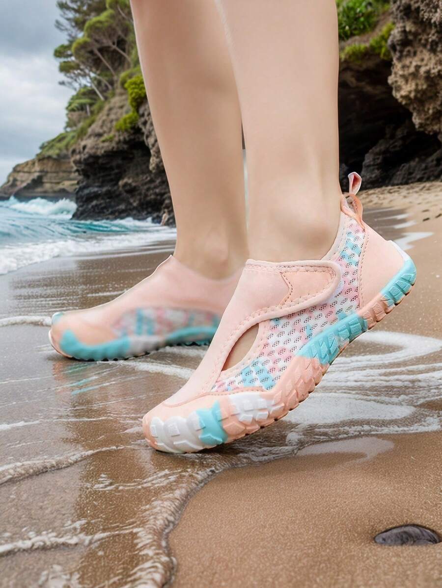 女童防水鞋/紫色透氣快乾沙灘游泳鞋/女童室內瑜伽跑步訓練運動鞋 - 粉色 - 查看 1