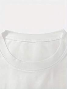 Oversize Extra grande Café de la mañana AM Cerveza de la tarde PM Patrón de impresión de letras en inglés Retro Simple Fresco Moda Primavera Verano Cuello redondo Camiseta de manga corta Casual Deportiva para mujeres - blanco - Ver 3