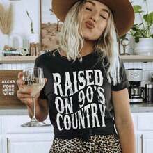 Conjunto para el Día de la Madre, Camisetas Gráficas, Camiseta Country de los 90, Camiseta Country Vintage de los 90, Camiseta Western, Camiseta para Amantes de la Música Country, Camiseta para Conciertos Country, Estilo Desgastado, Conjuntos para Mujer, Camiseta de Algodón 100% de Manga Corta, Camiseta Clásica de Algodón Grueso, Camiseta Gráfica Estampada, Top Casual de Manga Corta para Mujer, Camisetas Casuales de Manga Corta para Hombre y Mujer, Tops de Algodón para Mujer - Negro - Ver 1