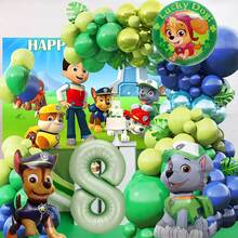 Green Paw Print Style Foil Number Balloons, Including Light Green, Green And Blue, Suitable For Birthday Party Decoration, Happy Birthday Balloon Set, Ideal For Adult Birthday Party Wall Decoration Balloon Set - View 18