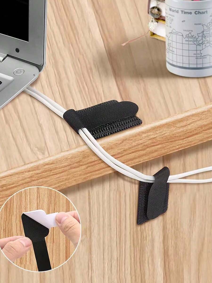 5 chiếc dây buộc cáp khóa dán, kẹp quản lý dây điện, dụng cụ sắp xếp bàn làm việc, giá đỡ cáp máy tính - A - Xem 1