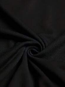 Camiseta de algodón de manga corta para mujer, camiseta con estampado de letras de camuflaje, top casual de manga corta para primavera y verano, ropa de mujer. - Negro - Ver 6