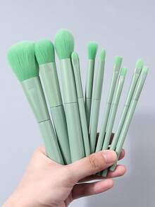 12件套化妆刷套装，包括散粉刷、腮红刷、高光刷、眼影刷、眉刷、眼线刷、斜角美妆蛋、三角粉扑、粉底液晕染海绵等美妆工具 - 綠色 - 查看 7