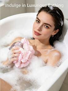 Large Cute Foam Lace Adult Premium Home Bath Sponge - Apple Green - View 2
