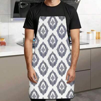 1 chiếc tạp dề in họa tiết hình thoi màu chàm, thiết kế nhuộm tie-dye cổ điển, các đường kẻ màu chàm viền quanh họa tiết hình thoi cổ điển trên nền trắng, tạp dề nấu ăn bền chắc, phù hợp cho thợ làm bánh, thợ trang trí bánh, người đam mê nướng BBQ, người làm vườn, họa sĩ, thợ làm móng - Món quà hoàn hảo cho gia đình và đầu bếp chuyên nghiệp.