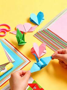 200 Sheets 10 Colors Colored Cardstock, Double-Sided Origami Craft Paper, DIY Art Classroom Supplies, Paper Art Scrapbooking Crafting Multi-Size Vibrant Thick Art Paper, Artistic Craft Stationery - Origami - View 3