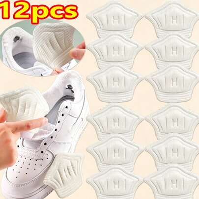 QKC 12pcs (6 Pairs) Shoe Heel Protectors, Anti-Wear Heel Pads, Anti-Sinking Shoe Insoles, Trimmable Heel Cushions, Suitable For Men And Women Sports Shoes, Casual Shoes