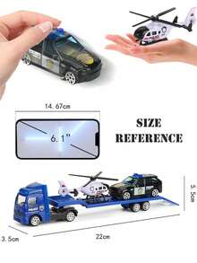 1:64 Alloy Plastic 4pcs Set, Scene Simulation Interactive Inertial Transport Toy Vehicle Set, Children's Toy Cars, Gift For Boys & Girls, All Accessories Random, No Battery Required - Multicolor - View 3