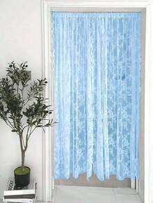 1 pieza Cortina de panel con ribete de encaje beige, cortina divisoria de estilo bohemio con patrón floral semi-transparente, cortina decorativa para ventana para dormitorio, sala de estar, decoración del hogar, adecuada para todas las estaciones (no incluye sujetadores) - Multicolor - Ver 3