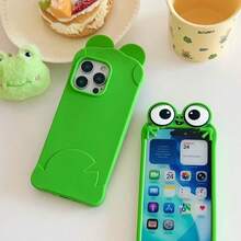 Funny Cartoon Frog Apple 17 ProMax Phone Case, Soft Silicone Protective Cover For IPhone 16 ProMax/15, 14 Anti-Drop, 13 Novelty Case - Green - View 7