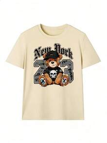 Grunge Style Short Sleeve T-Shirt With Number "73", Fashionable Short Sleeve T-Shirt For Spring And Summer 2026, Made In Mexico, 180 Grams. Cartoon Print, Couple Design, Suitable For Indoor Or Outdoor Wear. Crew Neck, Unisex, Ideal For Office And Leisure. One-Pack. - APR-P631577SLNDXZGY411 - 查看 2