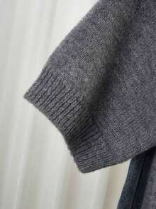 Cárdigan de botones gris para mujer - Cárdigan casual y de moda de manga corta, elástico, silueta en forma de H, adecuado para primavera y verano, diseño con detalle de punto acanalado, cierre de botones, tela transpirable, estilo cárdigan, artículo esencial de primavera/verano - Gris - Ver 4