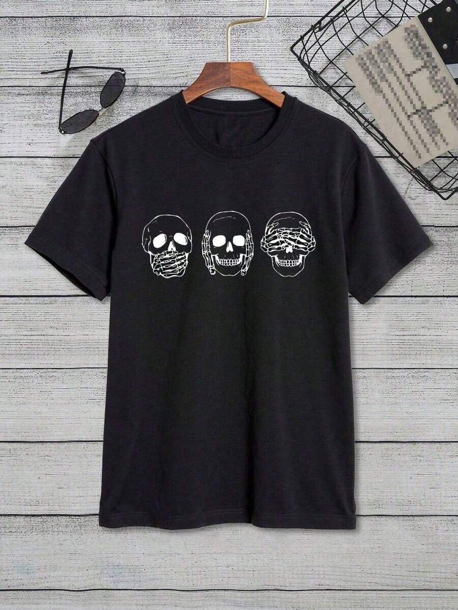 Manfinity Dauomo Skull Print T-Shirt - Black - View 1