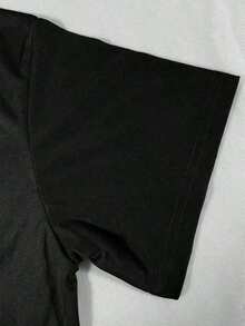 Camiseta bicolor en blanco y negro con estampado de lazo simple - Casual y versátil - Negro - Ver 5