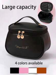 1 sac de maquillage de voyage en cuir PU, sac de rangement cosmétique multifonctionnel avec plusieurs compartiments, sac fourre-tout de voyage pratique, organisateur de pinceaux de maquillage, sac de rangement imperméable pour cosmétiques, stylos, pinceaux à fard à paupières, serviettes hygiéniques, rouges à lèvres, eyeliners, brillants à lèvres, produits de soins de la peau, accessoires numériques, convient comme cadeau de Noël ou de la Saint-Valentin pour la mère, l'ami, l'enseignant - Multicolore - Voir 7