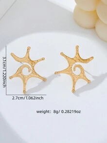 1 Đôi bông tai đinh tán hình học bất đối xứng - Vàng - Xem 2