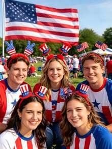 8 buc/set bentițe cu ciucuri pentru Ziua Independenței Americane, roșu, alb, albastru, stea, accesorii de păr pentru Ziua Națională a SUA, decorațiuni de petrecere, bentițe de paradă, recuzită foto de Ziua Independenței, accesorii pentru costume cu tematică patriotică americană, roșu, alb, albastru - bandă de susținere - Vizualizare 4
