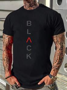 Camiseta de manga corta con estampado de verano, versátil, ropa interior para hombre, capa base de manga corta. - Negro - Ver 12