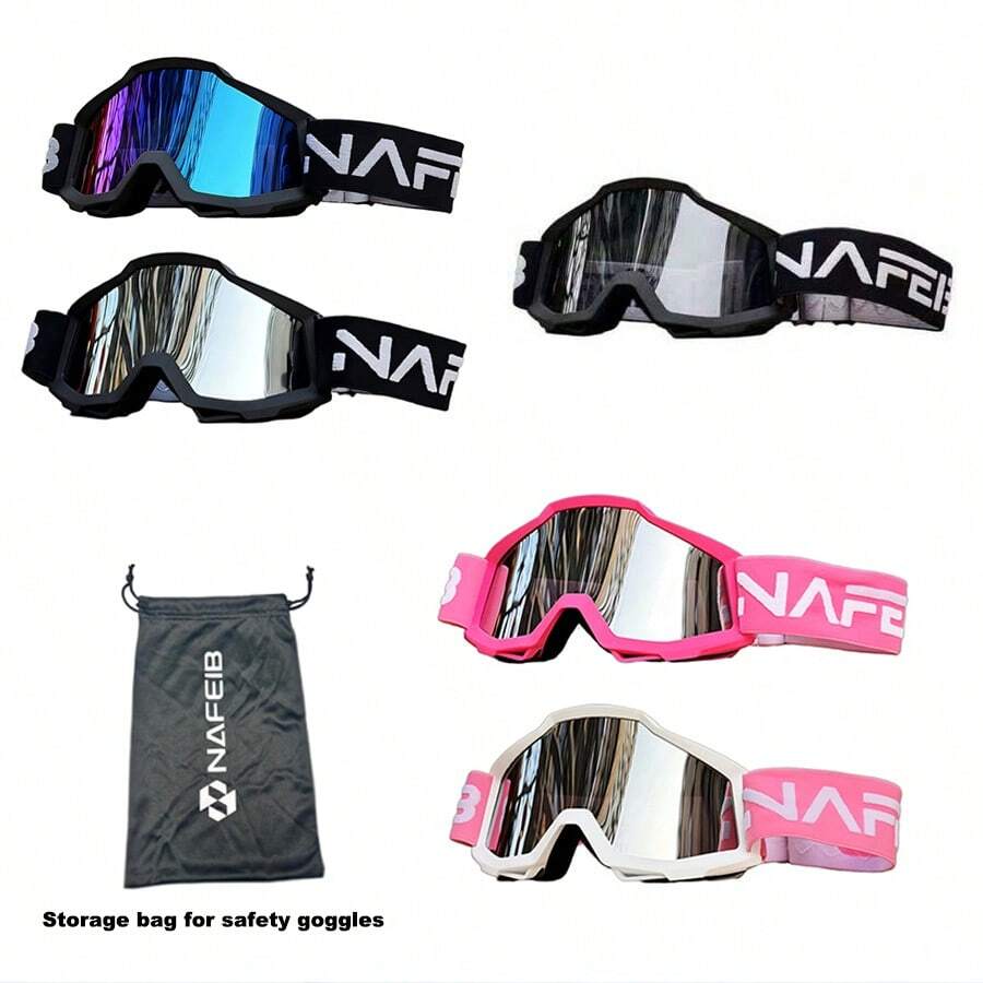 Ski & Motorcycle Riding Goggles Set, Unisex, Anti-Fog & UV Protection, Adjustable Strap, With Cleaning Cloth + Storage Pouch, Outdoor Sports Goggles - 套裝(護目鏡+收納袋+鏡片清潔布) - 查看 1