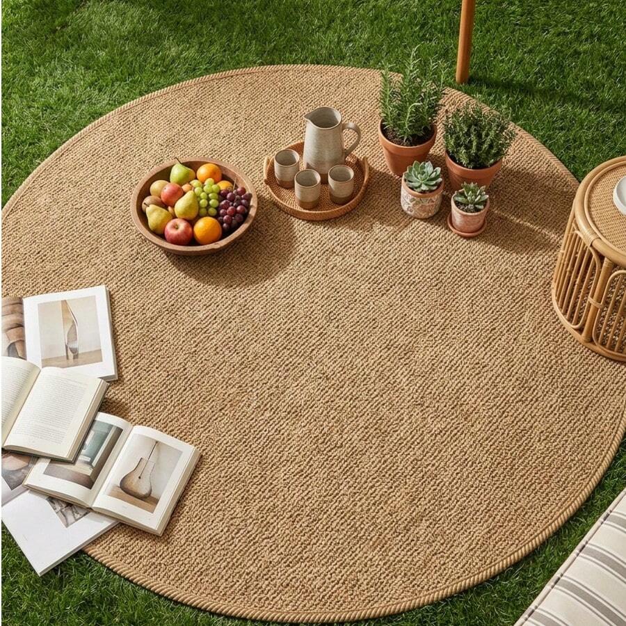 1pc Faux Jute Area Rug, Living Room Carpet, Rug, Living Room Area Rug, Small Area Rug, Mat, Home Decor, Large Living Room Carpet, Round Rug, Living Room Home Decor, Room Decor, Washable Carpet - Multicolor 1 - View 1