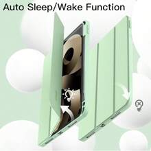 TIANYIMING Ốp bảo vệ máy tính bảng kiểu sách, ốp bảo vệ máy tính bảng gập nhiều ngăn, chống rơi/chống sốc/chống bụi/chống bám vân tay, ốp bàn phím cho iPad thế hệ 5/6/7/8/9/10/11 (A16), Pro 11/Pro 12.9/Pro 13, Air 1/2/3/4/5/6/11/13, bàn phím không dây có thể tháo rời, pin và vỏ bảo vệ, chức năng ngủ/thức bằng nam châm, kết nối nam châm ổn định. - Matcha xanh - Xem 2
