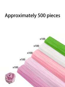 5pcs/Set Multi-Color Tubular Floral Craft Cleaning Supplies Kit, Includes Stems, Green Tapes, And Stamens, Suitable For Floral Arrangement, Classroom Projects, And Decoration - Multicolor - View 14