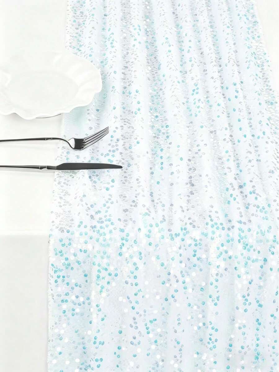 1件白色美人魚亮片桌旗、派對桌布、桌布、生日桌旗、生日派對用品、嬰兒派對裝飾、婚禮裝飾用品、新娘派對、女孩生日禮物、派對贈品、1歲生日、嬰兒派對、性別揭曉派對、居家生日裝飾、房間裝飾、廚房桌布、美人魚主題派對裝飾