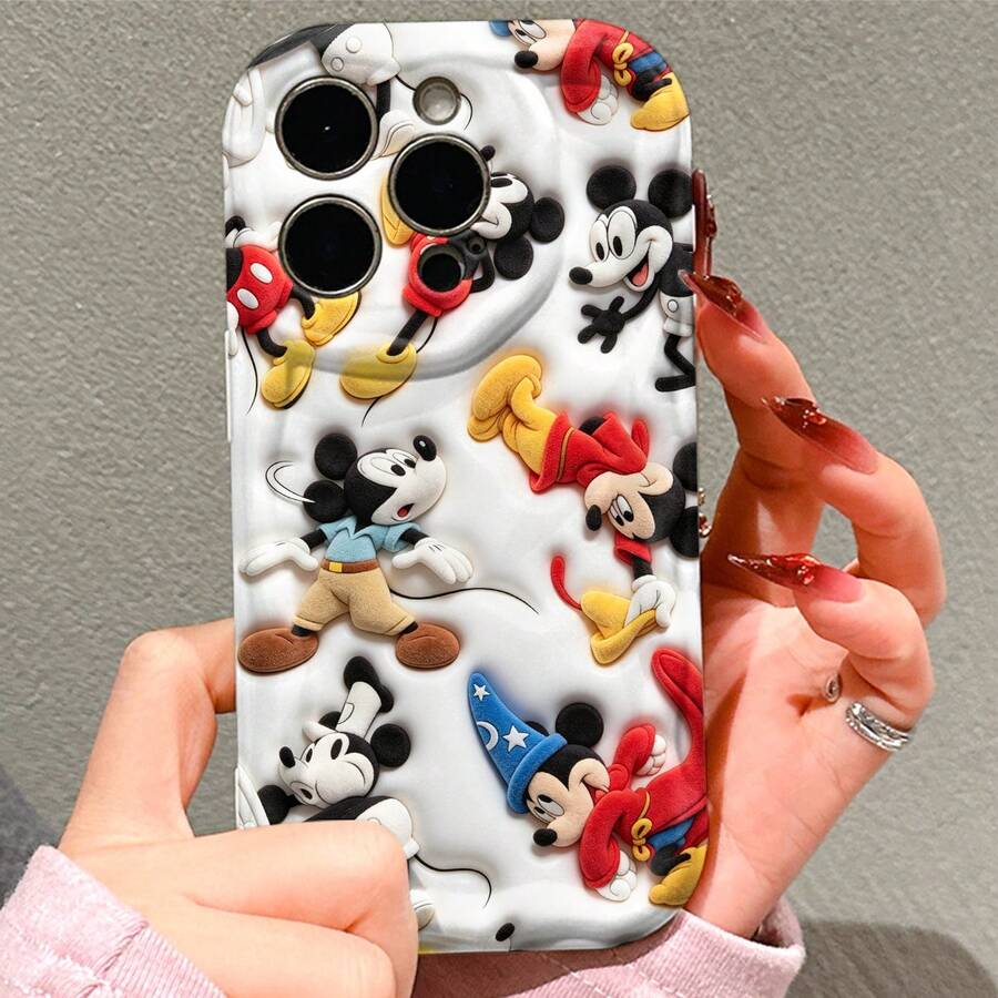 Disney Stitch And Angel Phone Case, Official Disney Lilo & Stitch Character Design, Cute Plush Couple With Butterflies Protective Cover. Compatible With IPhone 17, 16, 15, 14, 13, 12, 11 Pro Series, Featuring Angel Sitting On Stitch's Head Against A Pastel Cloud And Butterfly Background, Perfect For Disney Fans And Couple Lovers To Showcase Their Favorite Characters, Ideal For Birthdays, Holidays, Anniversaries, Graduation Gifts, Or Any Special Occasion To Surprise Family, Friends, Classmates, And Loved Ones. - 白色 - 查看 1