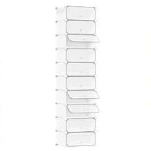 SR0052wtp - Platzsparender Schuhaufbewahrungs-Organizer Stapelbare Schuhbox für 20 Paare - Schuhschrank mitür & Haken - 40x30x170cm - Weiß - - Übersicht 9