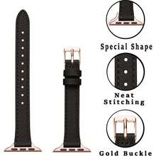 1pc Ultra-Thin Synthetic Leather Watch Band, Compatible With Apple Watch 1/2/3/4/5/6/7/8/9/10/SE/Ultra, Slim Design, Size 38mm 40mm 41mm 42mm 44mm 45mm 49mm - Jet Black - View 1