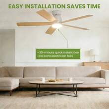 52-Inch Ceiling Fan With Dimmable LED Light And Remote Control, Quiet Reversible DC Motor, 3 Adjustable Color Temperatures For Bedroom, Living Room - 白色吊扇 – 吊桿式安裝 - 查看 3