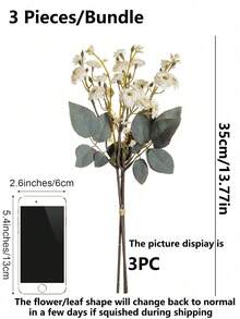 3支白色玫瑰仿真花，丝绸雏菊假花，丝绸康乃馨，适用于母亲节、情人节、婚礼中心装饰、新娘送礼会、餐桌、家庭聚会、生日装饰，29厘米/不含花瓶（塑料材质，需自行组装，用力拉扯易损坏） - 白色 - 查看 4