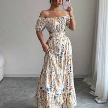 Elenzya 1pc Women's Backless Off Shoulder Strappy Elegant Long Dress - Multicolor - Ver 6
