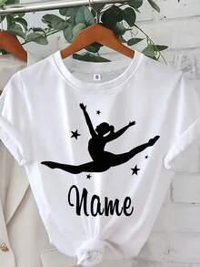 Camiseta manga corta cuello redondo 100% algodón, estampado trendy, tejido ligero y ventilado, estilo moda casual, apta para vida diaria, salidas informales y citas en primavera, verano y otoño - Blanco - Ver 6